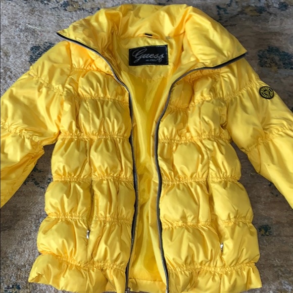 guess yellow puffer jacket